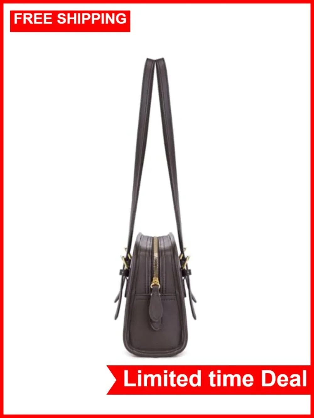 Vintage Faux Leather Hobo Bag, Adjustable Strap, Zippered Mini Crossbody Purse